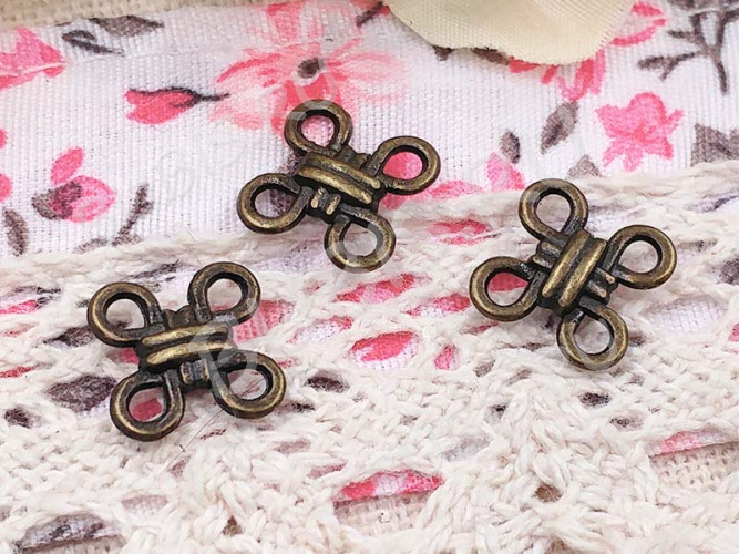 (СКИДКИ!!!) 001 Коннектор Узел двусторонний 10*10*3мм античная бронза (литьё) (10шт.)