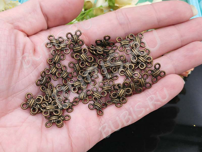 (СКИДКИ!!!) 001 Коннектор Узел двусторонний 10*10*3мм античная бронза (литьё) (10шт.)