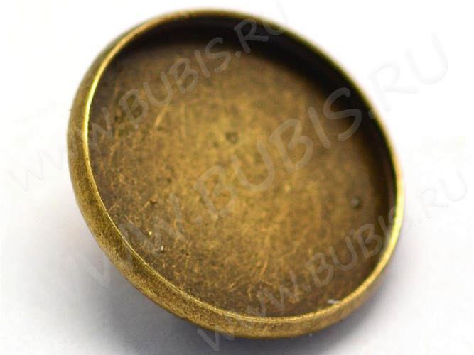 Основа (заготовка) для броши №111 булавка с сеттингом 18мм Круг 19,5*19,5*7,5мм античная бронза (Iron)