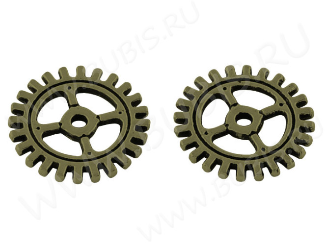 (ОПТ) Подвеска Шестерёнка 18 двусторонняя 12*12*1мм античная бронза (литьё) (Steampunk) (50шт.)