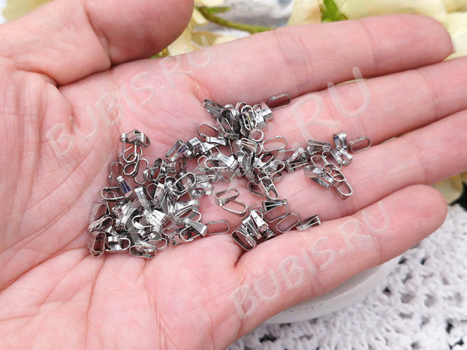 Держатель кулона 080 простой Скоба овальная 6*3*2,5мм цвет платины (Хирургическая сталь) (10шт)