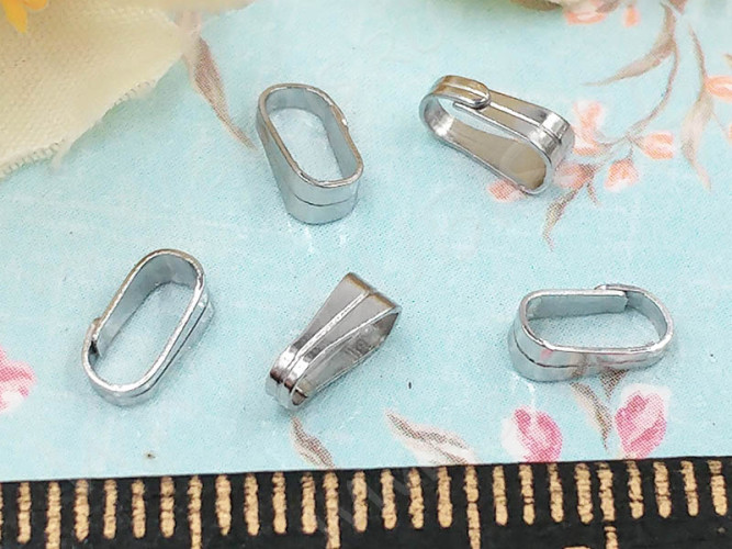 Держатель кулона 080 простой Скоба овальная 6*3*2,5мм цвет платины (Хирургическая сталь) (10шт)