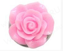 Сменная кнопка для бижутерии 061 Роза 20мм розовая (резин и латунь)