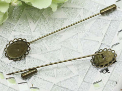 Основа (заготовка) для броши №72 Шляпная булавка с ажурным сеттингом 14*10мм 79*14*1мм античная бронза (Brass и Iron)