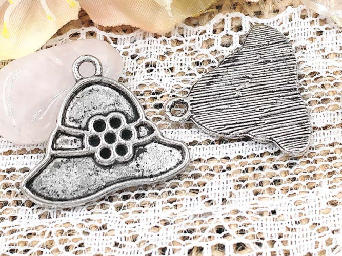 Подвеска Шляпа 02  21*18*2мм античная серебро (литьё)