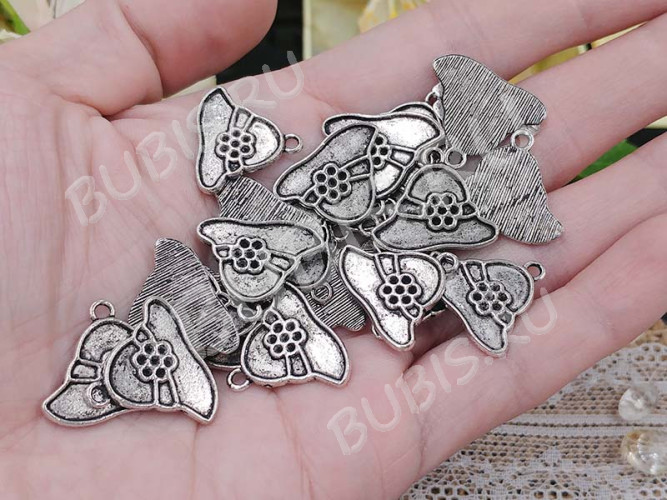 Подвеска Шляпа 02  21*18*2мм античная серебро (литьё)