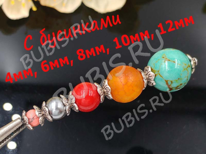 259 Шапочка маленькая с символами 6*6*1,8мм цвет платины (литьё) (20шт)