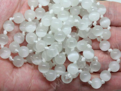 Бусина округлая 8мм Кошачий глаз белый (камни)