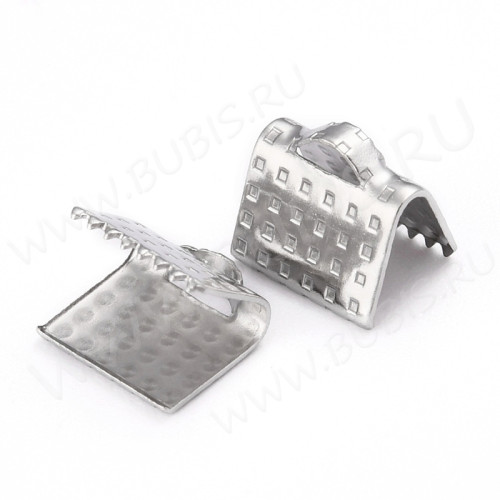 Зажимы №55 концевик для лент 8*7*6мм цвет платины (Хирургическая сталь) (4шт)