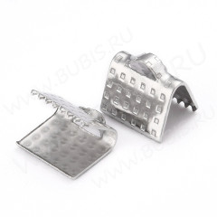 Зажимы №55 концевик для лент 8*7*6мм цвет платины (Хирургическая сталь) (4шт)