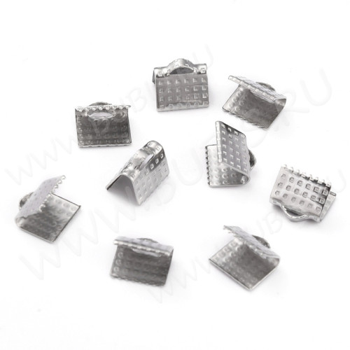 Зажимы №55 концевик для лент 8*7*6мм цвет платины (Хирургическая сталь) (4шт)