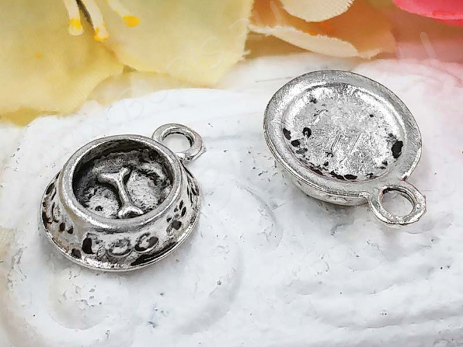 Подвеска Миска 02 3D с косточкой 15,5*11*3мм античное серебро (литьё)