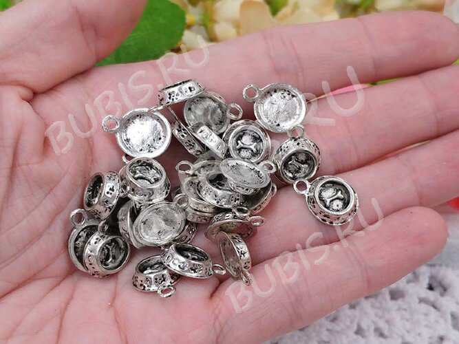 Подвеска Миска 02 3D с косточкой 15,5*11*3мм античное серебро (литьё)